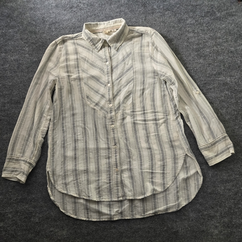 Anthropologie LILKA Windrift Stripe Button Down‎ Shirt Top Cotton X-Small